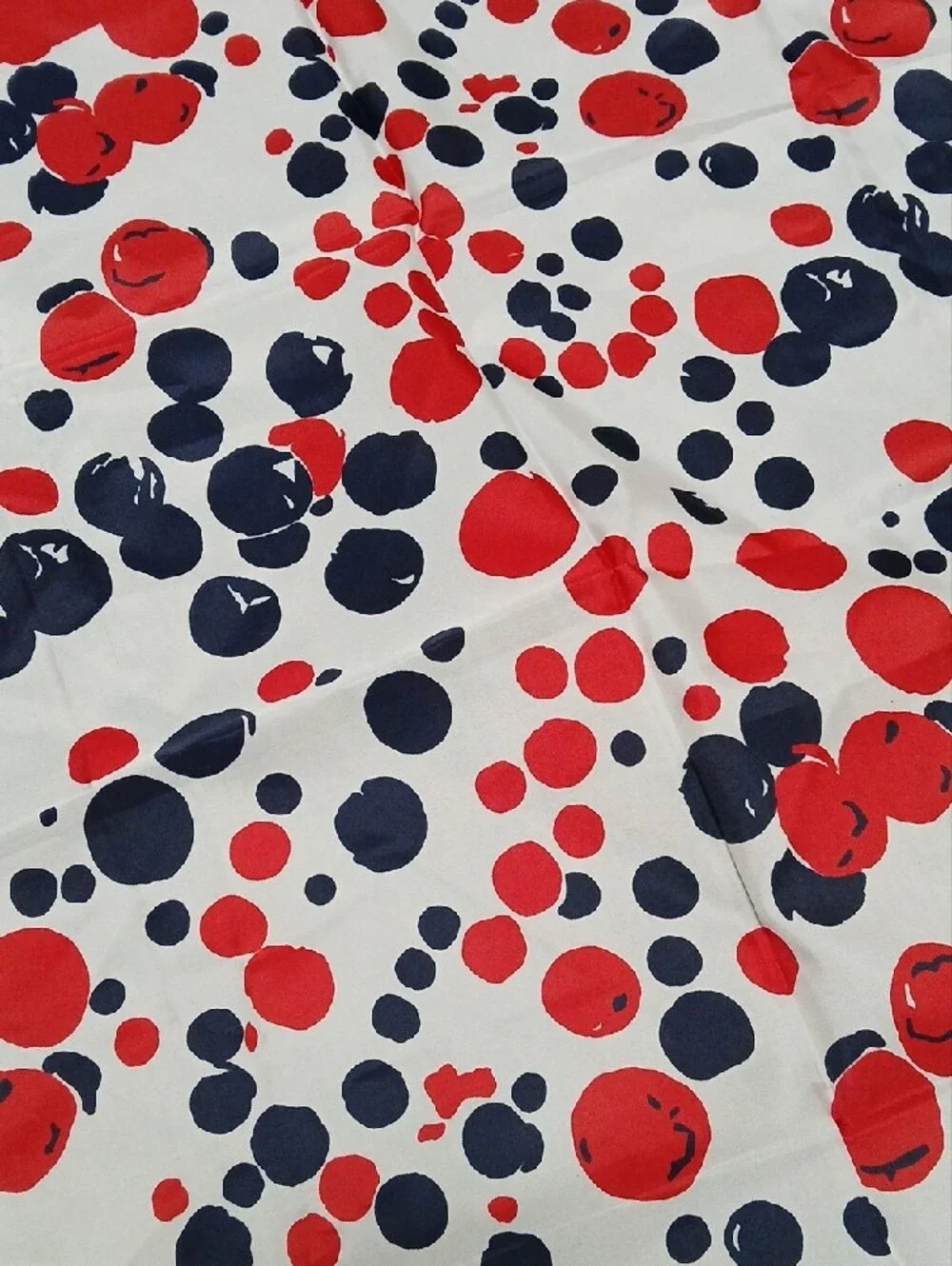Vintage 1970s Mod Bold Geometric Square Scarf – Red, Navy Blue & White